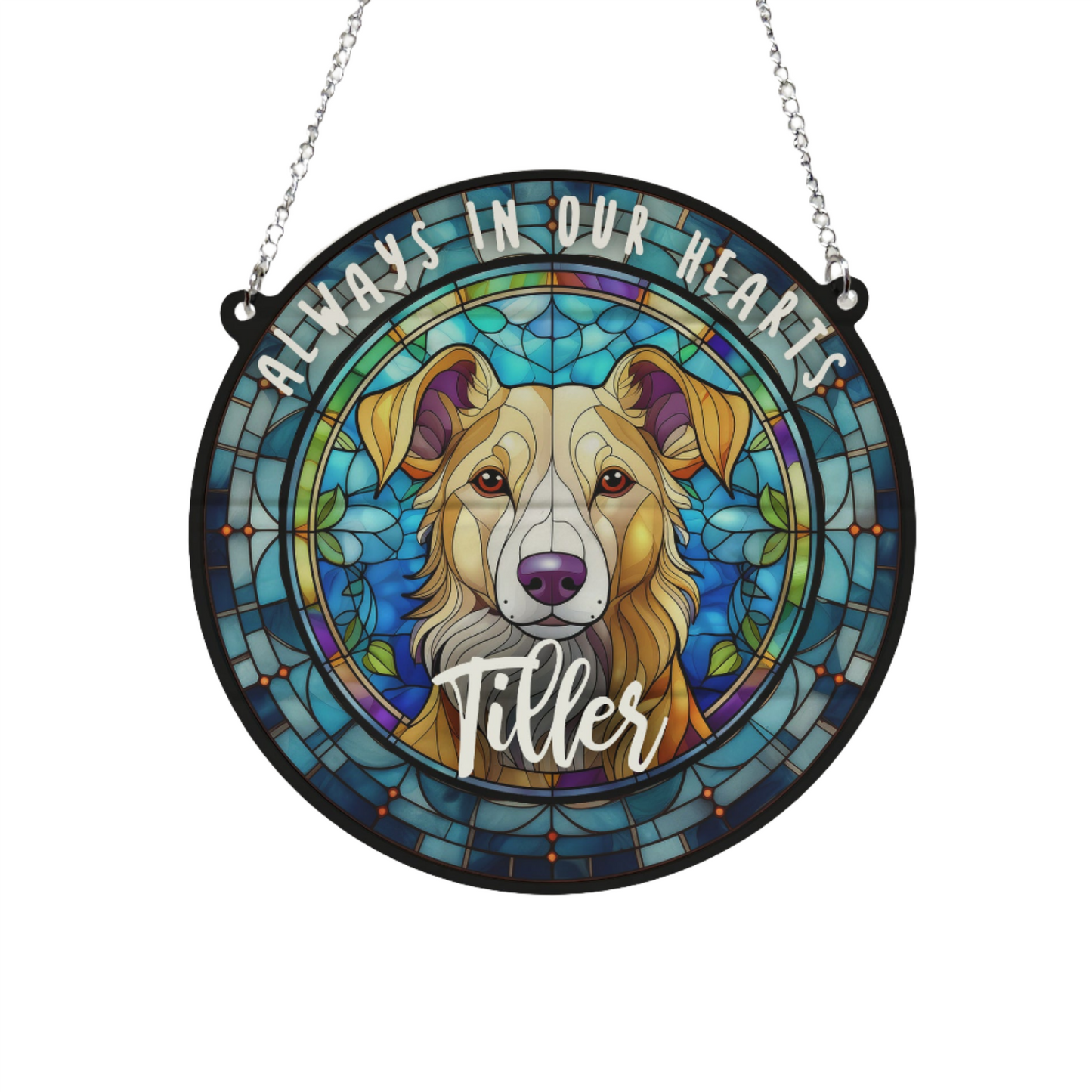 Lurcher Memorial Stained Glass Effect Suncatcher