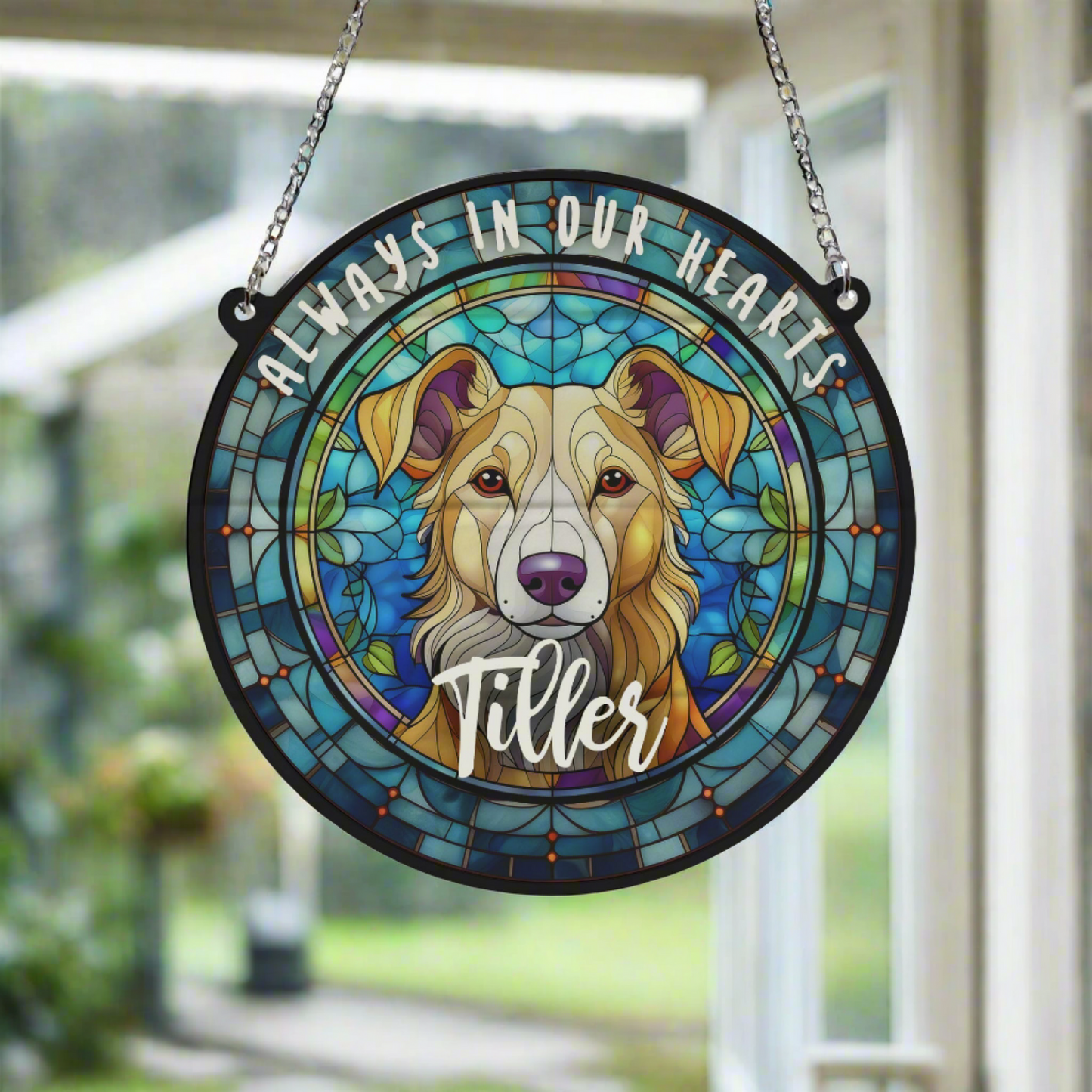 Lurcher Memorial Stained Glass Effect Suncatcher