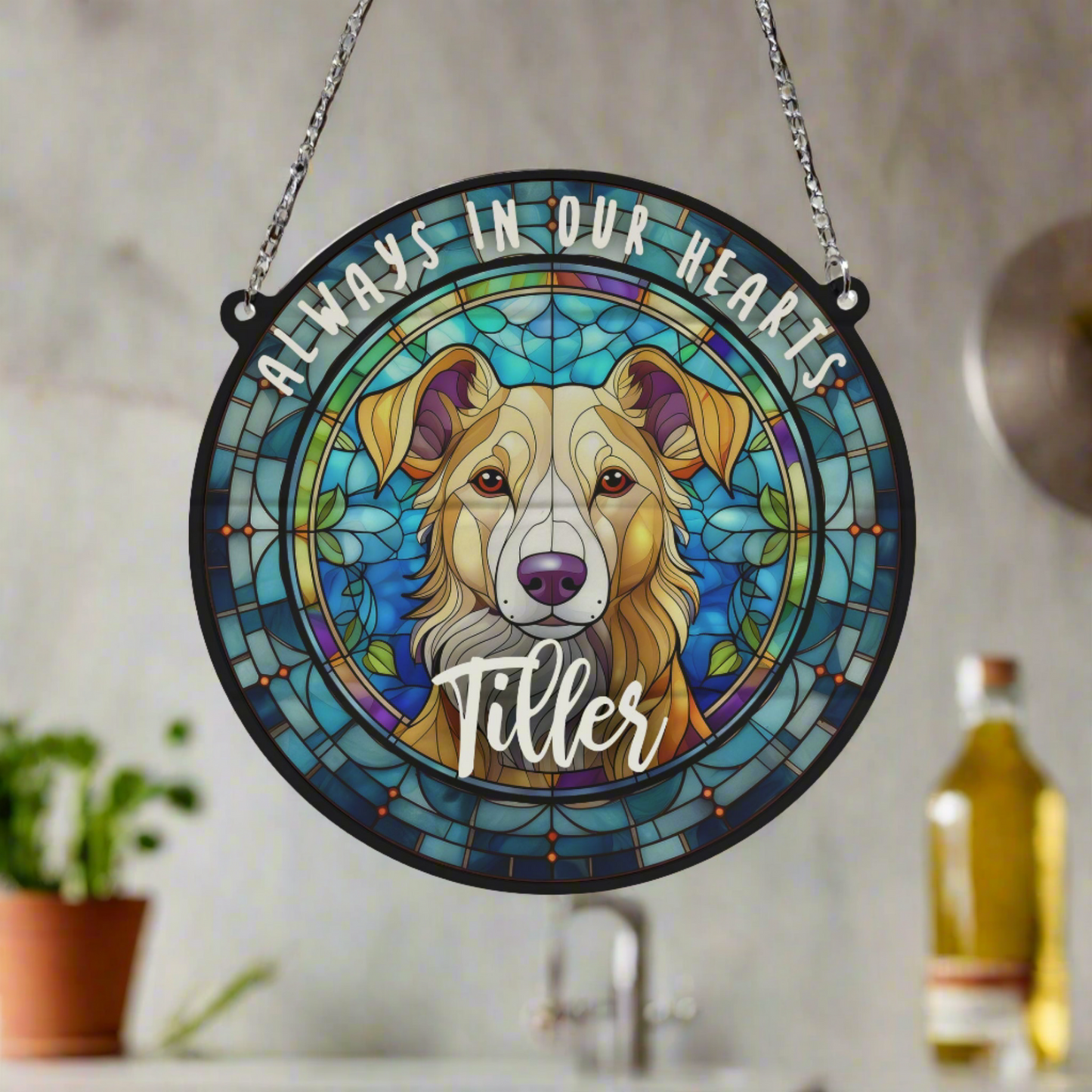 Lurcher Memorial Stained Glass Effect Suncatcher