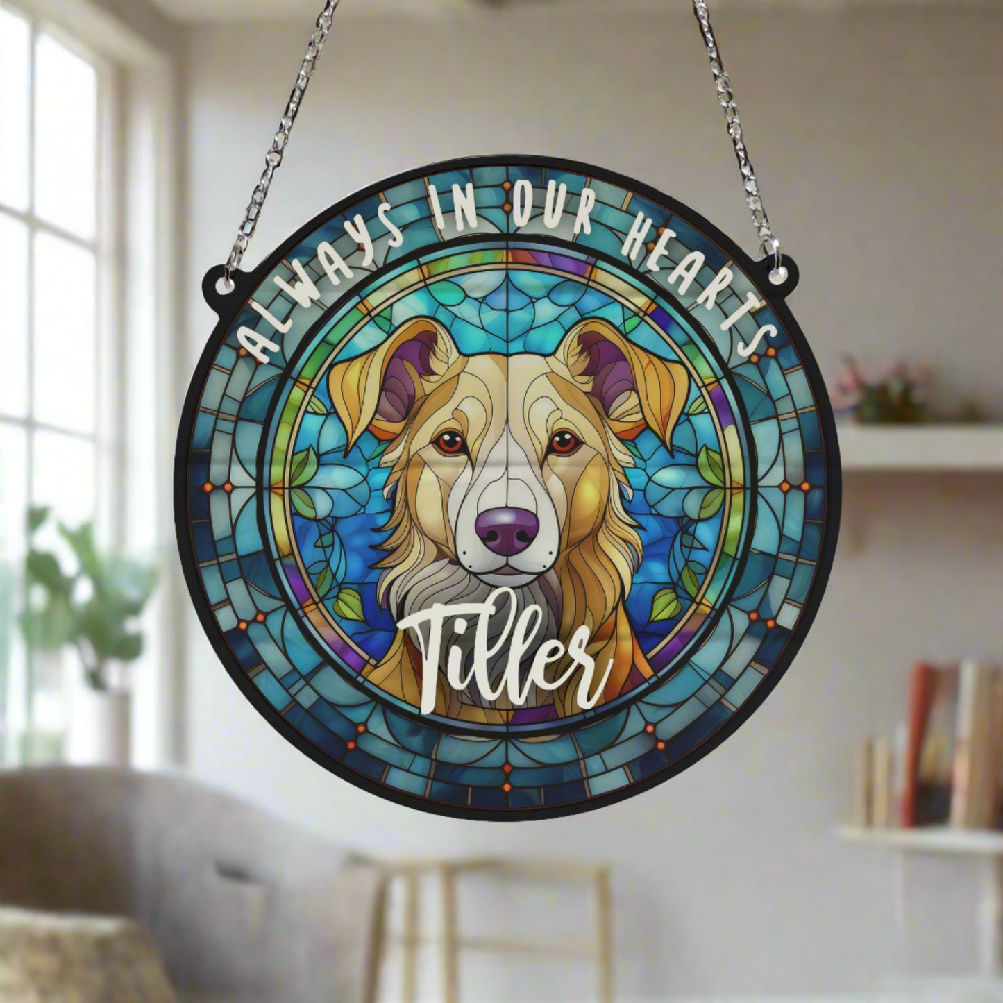 Lurcher Memorial Stained Glass Effect Suncatcher