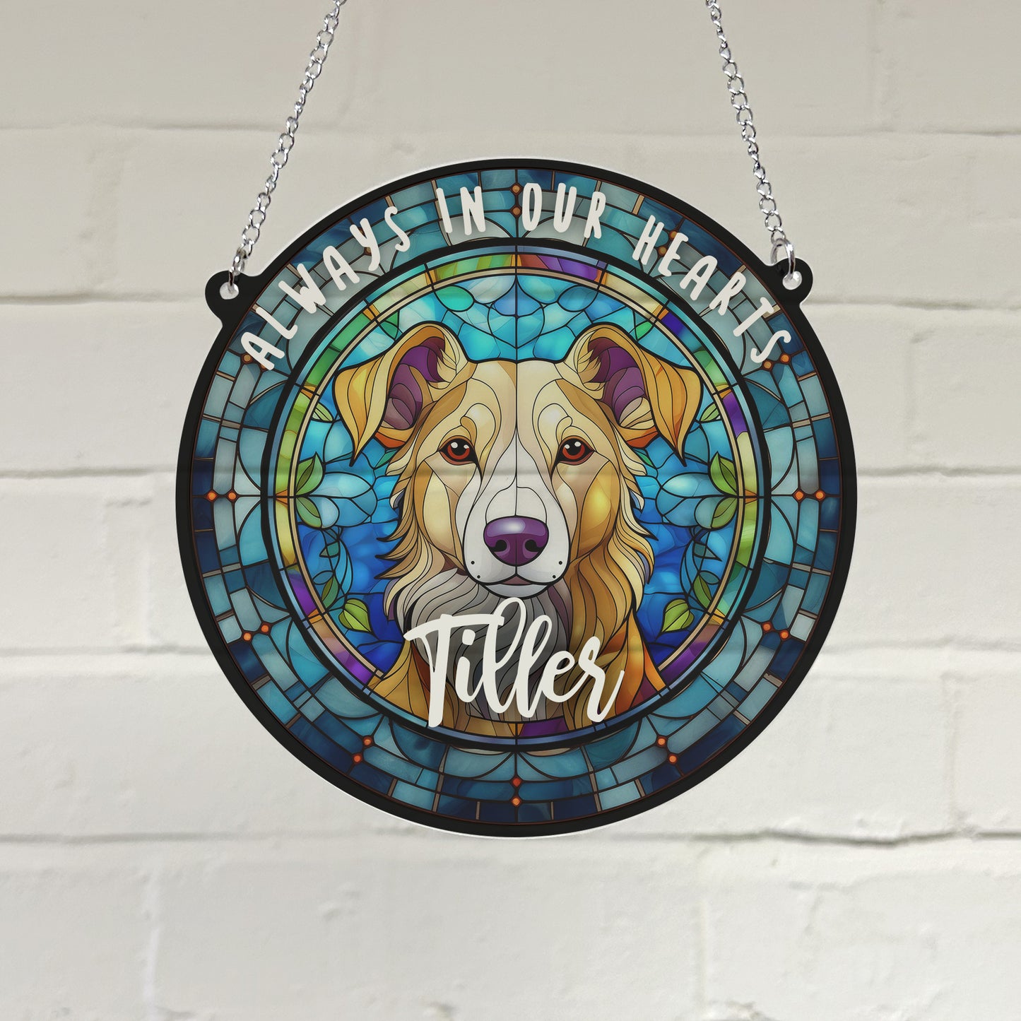 Lurcher Memorial Stained Glass Effect Suncatcher