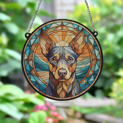 Miniature Pinscher Stained Glass Effect Suncatcher