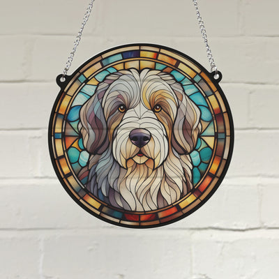 Old English Sheepdog Stained Glass Effect Suncatcher