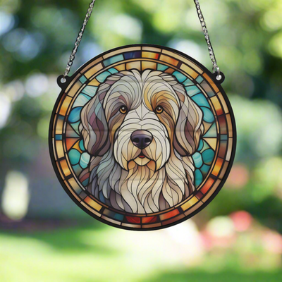 Old English Sheepdog Stained Glass Effect Suncatcher