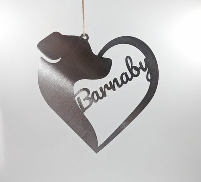 Dog Outline Heart Personalised - Rustic Garden Sign