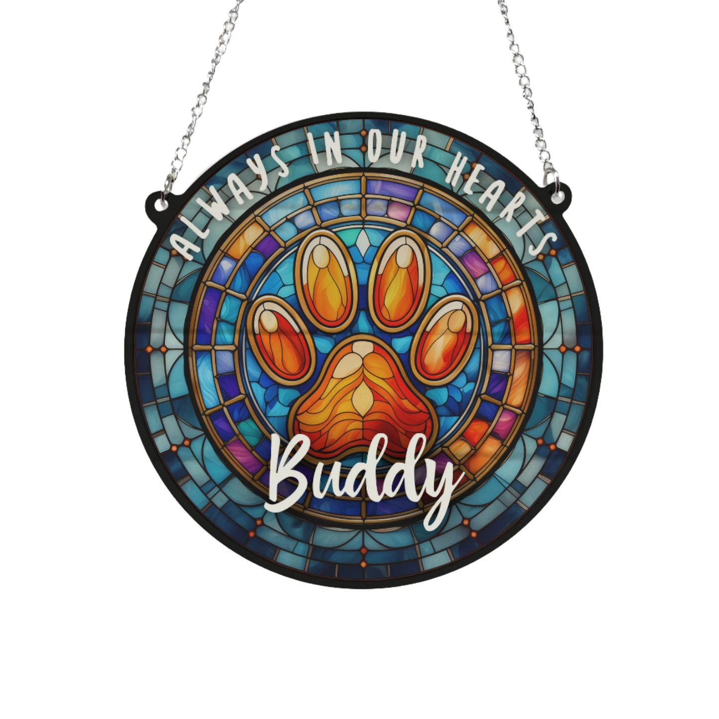 Paw Print Memorial Stained Glass Effect Suncatcher