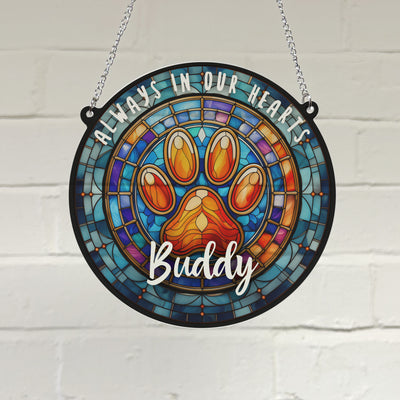 Paw Print Memorial Stained Glass Effect Suncatcher