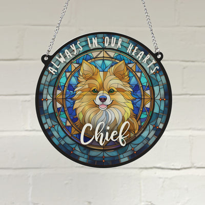 Pomeranian Memorial Stained Glass Effect Suncatcher