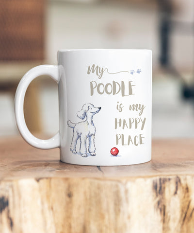 My Happy Place Poodle White Ceramic Mug