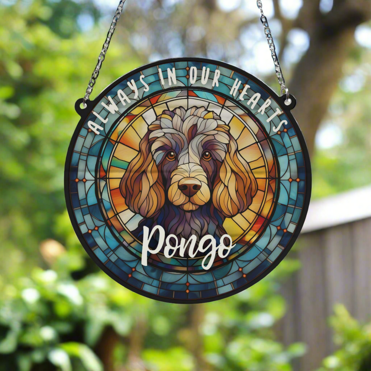 Poodle Memorial Stained Glass Effect Suncatcher