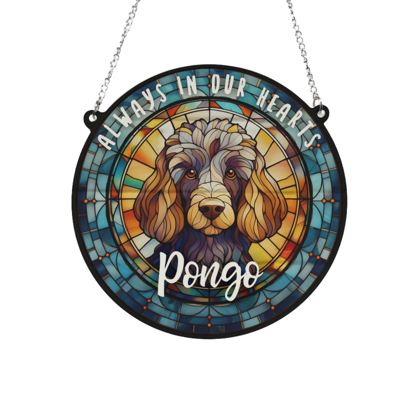 Poodle Memorial Stained Glass Effect Suncatcher