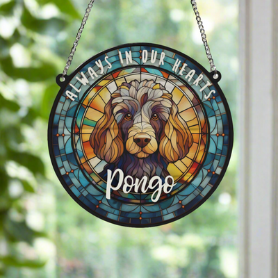 Poodle Memorial Stained Glass Effect Suncatcher