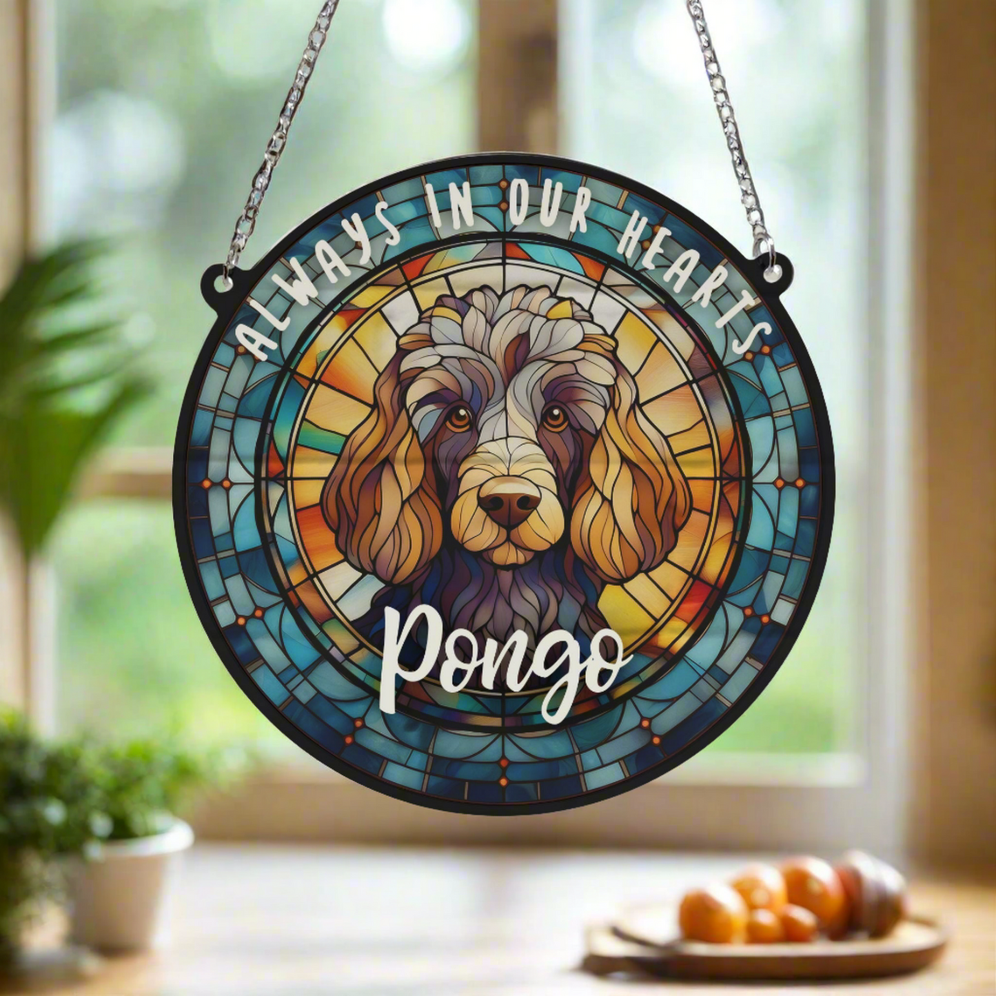 Poodle Memorial Stained Glass Effect Suncatcher