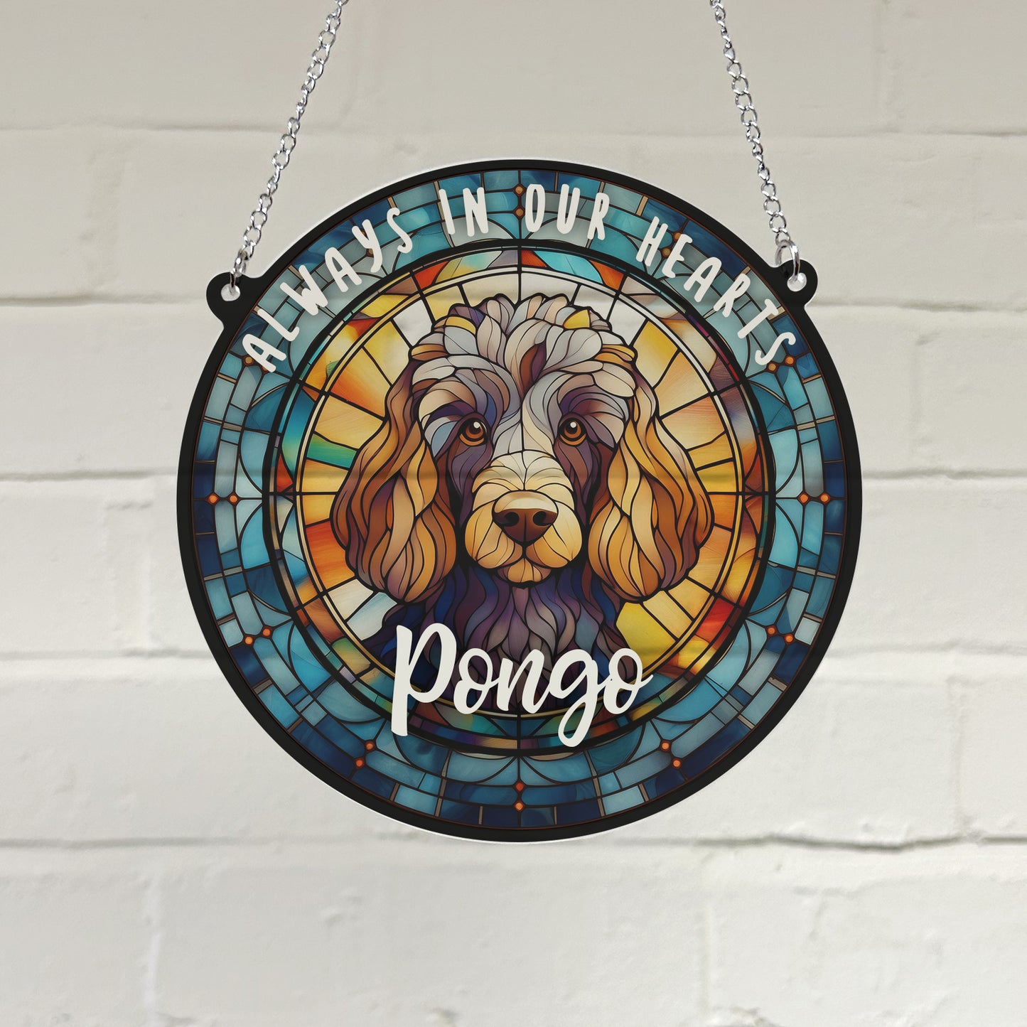 Poodle Memorial Stained Glass Effect Suncatcher