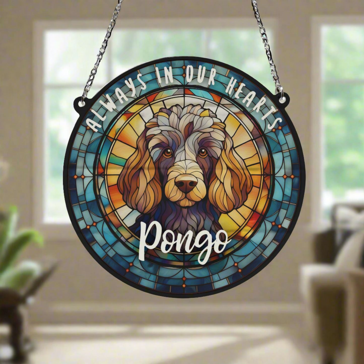 Poodle Memorial Stained Glass Effect Suncatcher