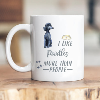 I Like Dogs More Than People Poodle Black Ceramic Mug