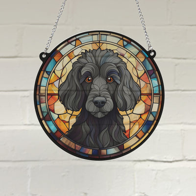 Poodle Black Stained Glass Effect Suncatcher