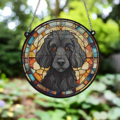 Poodle Black Stained Glass Effect Suncatcher