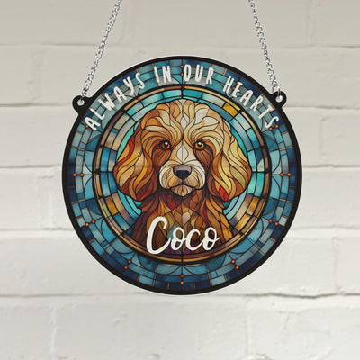 Poodle Red Memorial Stained Glass Effect Suncatcher