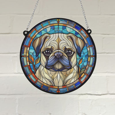 Pug Stained Glass Effect Suncatcher