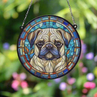 Pug Stained Glass Effect Suncatcher