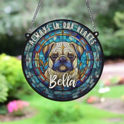 Pug Memorial Stained Glass Effect Suncatcher