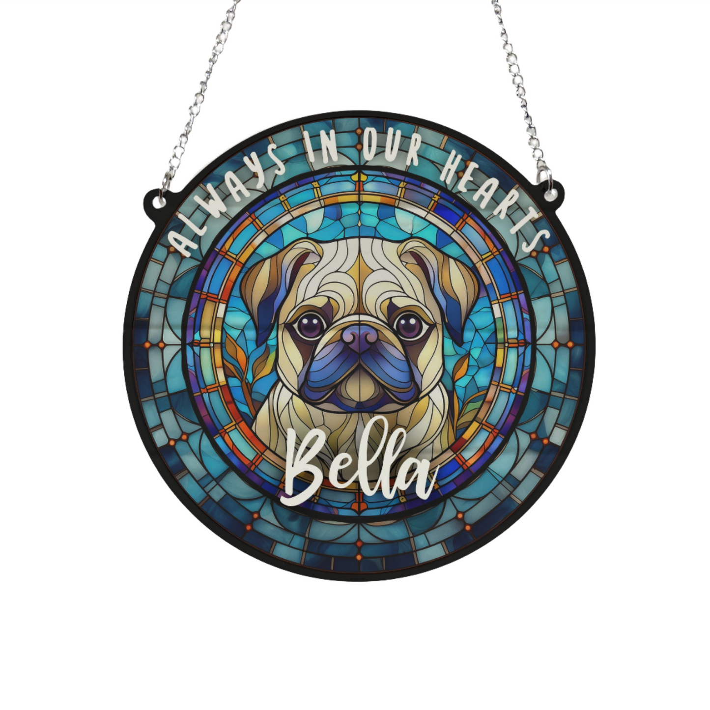 Pug Memorial Stained Glass Effect Suncatcher