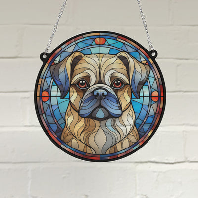 Puggle Stained Glass Effect Suncatcher