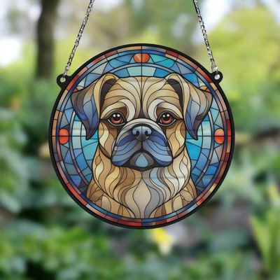 Puggle Stained Glass Effect Suncatcher