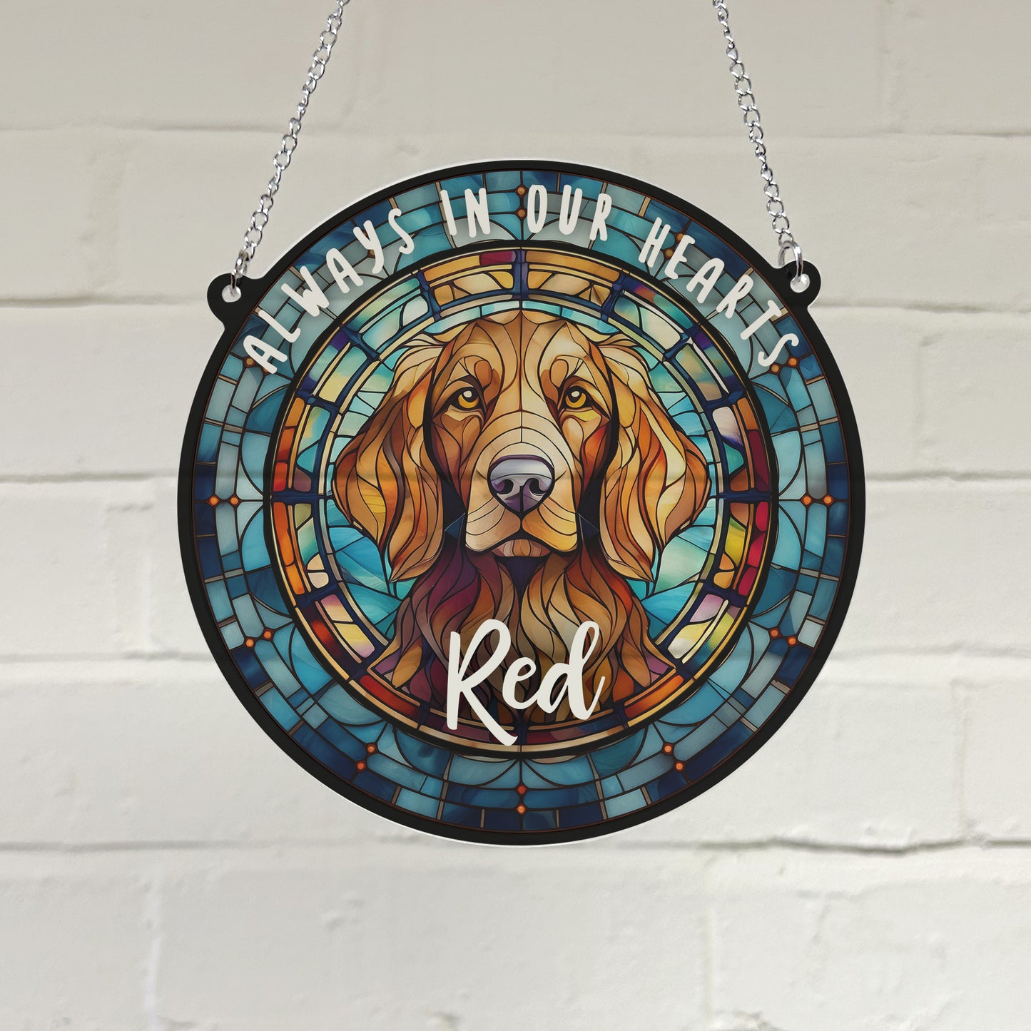 Red Setter Memorial Stained Glass Effect Suncatcher