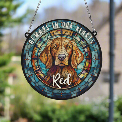 Red Setter Memorial Stained Glass Effect Suncatcher