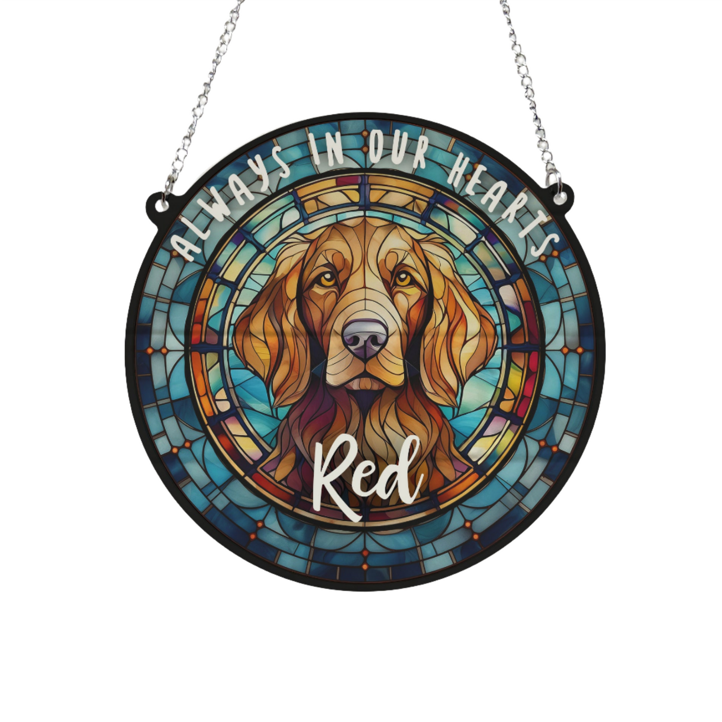 Red Setter Memorial Stained Glass Effect Suncatcher