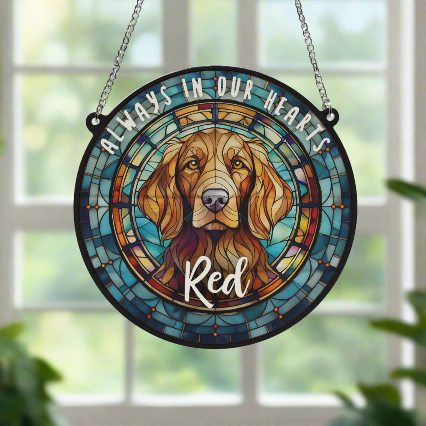 Red Setter Memorial Stained Glass Effect Suncatcher