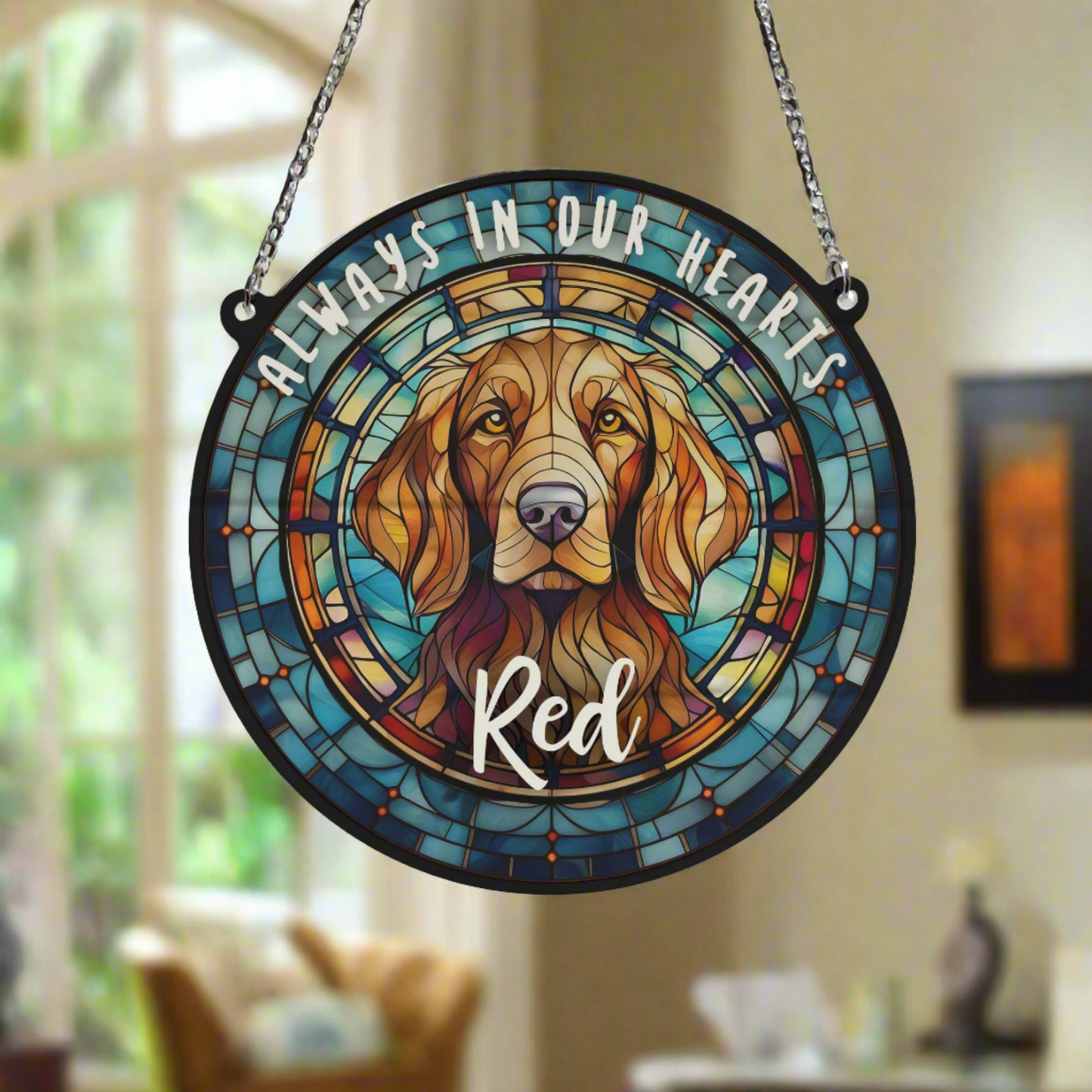 Red Setter Memorial Stained Glass Effect Suncatcher