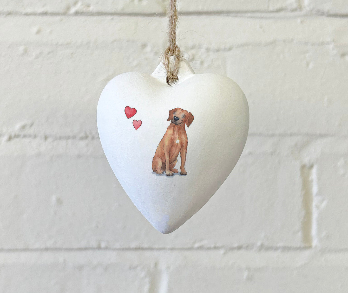 Rhodesian Ridgeback Ceramic Heart Bauble