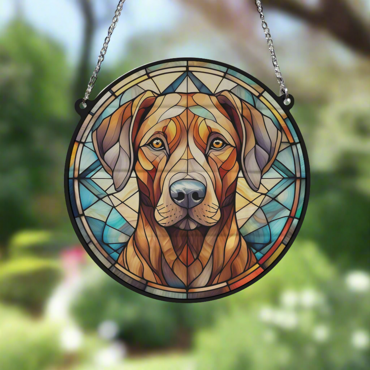 Rhodesian Ridgeback Stained Glass Effect Suncatcher