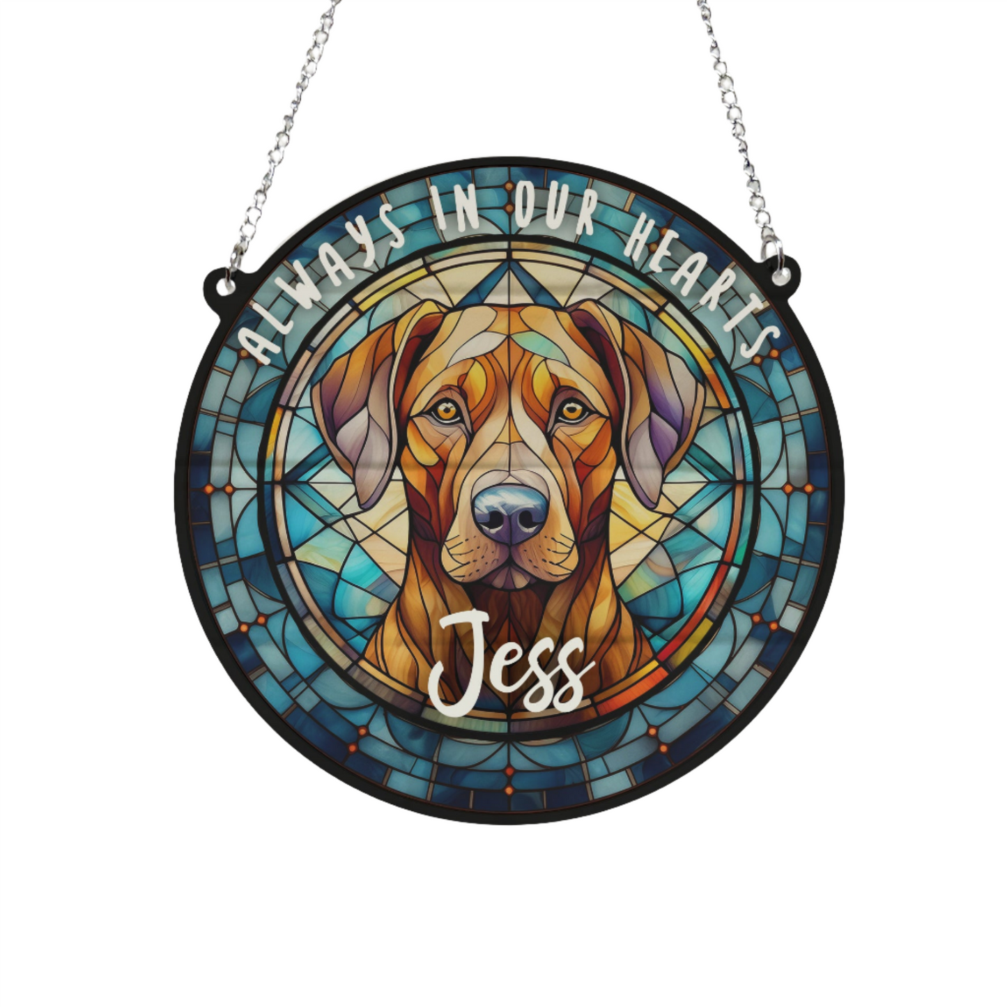 Rhodesian Ridgeback Memorial Stained Glass Effect Suncatcher