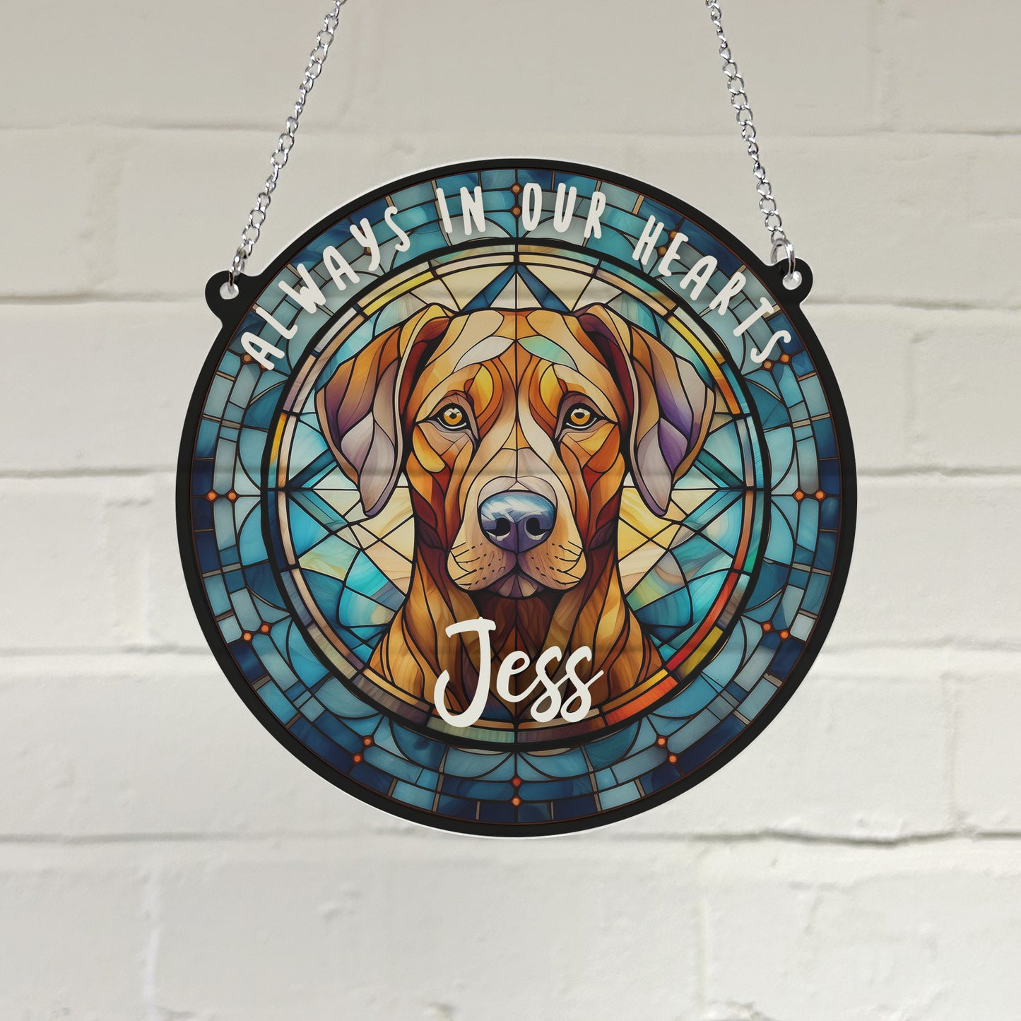 Rhodesian Ridgeback Memorial Stained Glass Effect Suncatcher