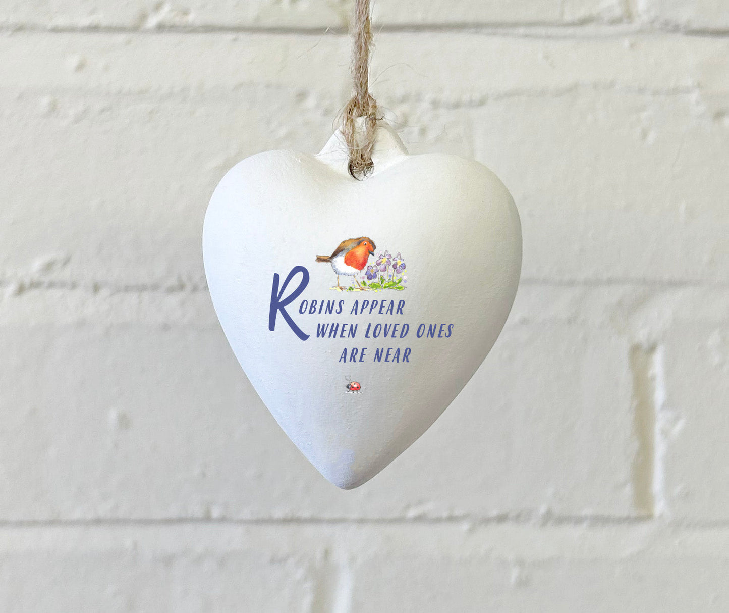 Robins Appear Ceramic Heart Bauble