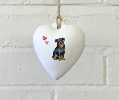 Rottweiler Ceramic Heart Bauble