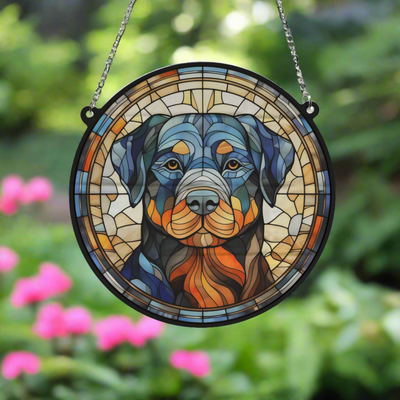 Rottweiler Stained Glass Effect Suncatcher