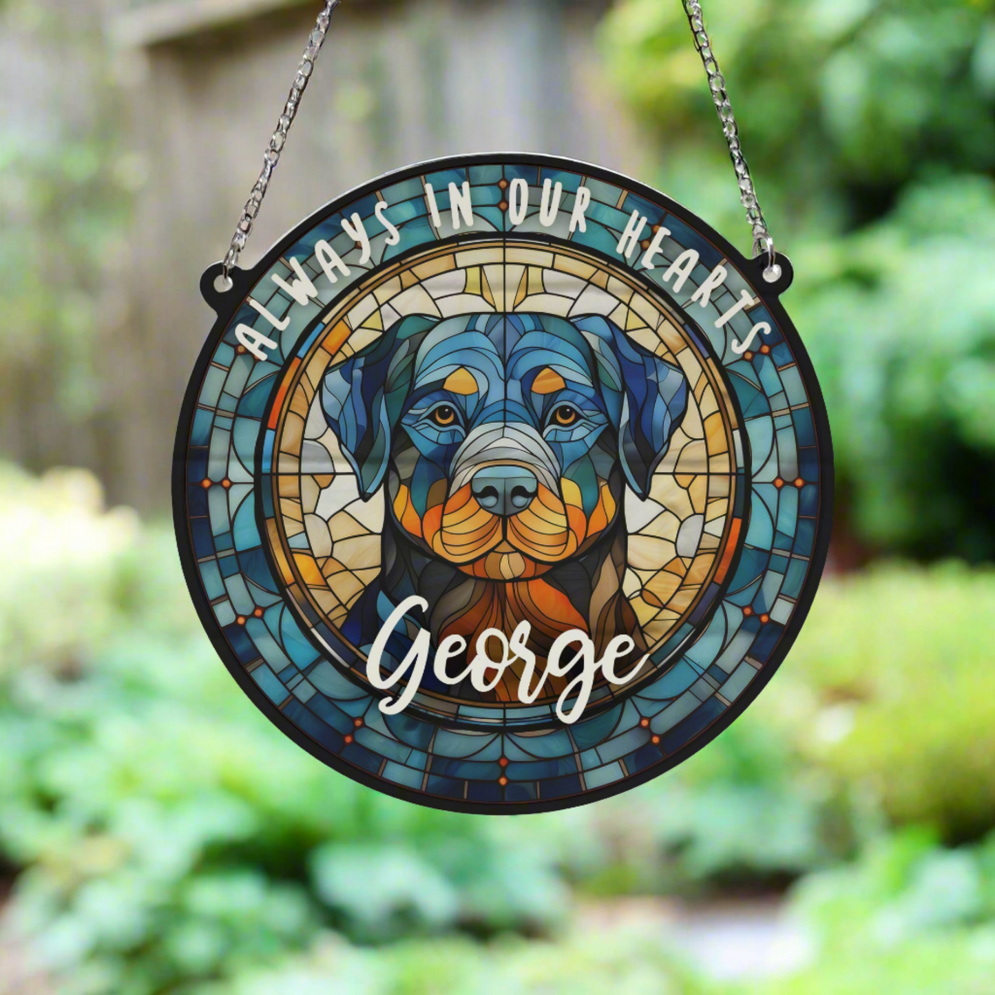 Rottweiler Memorial Stained Glass Effect Suncatcher