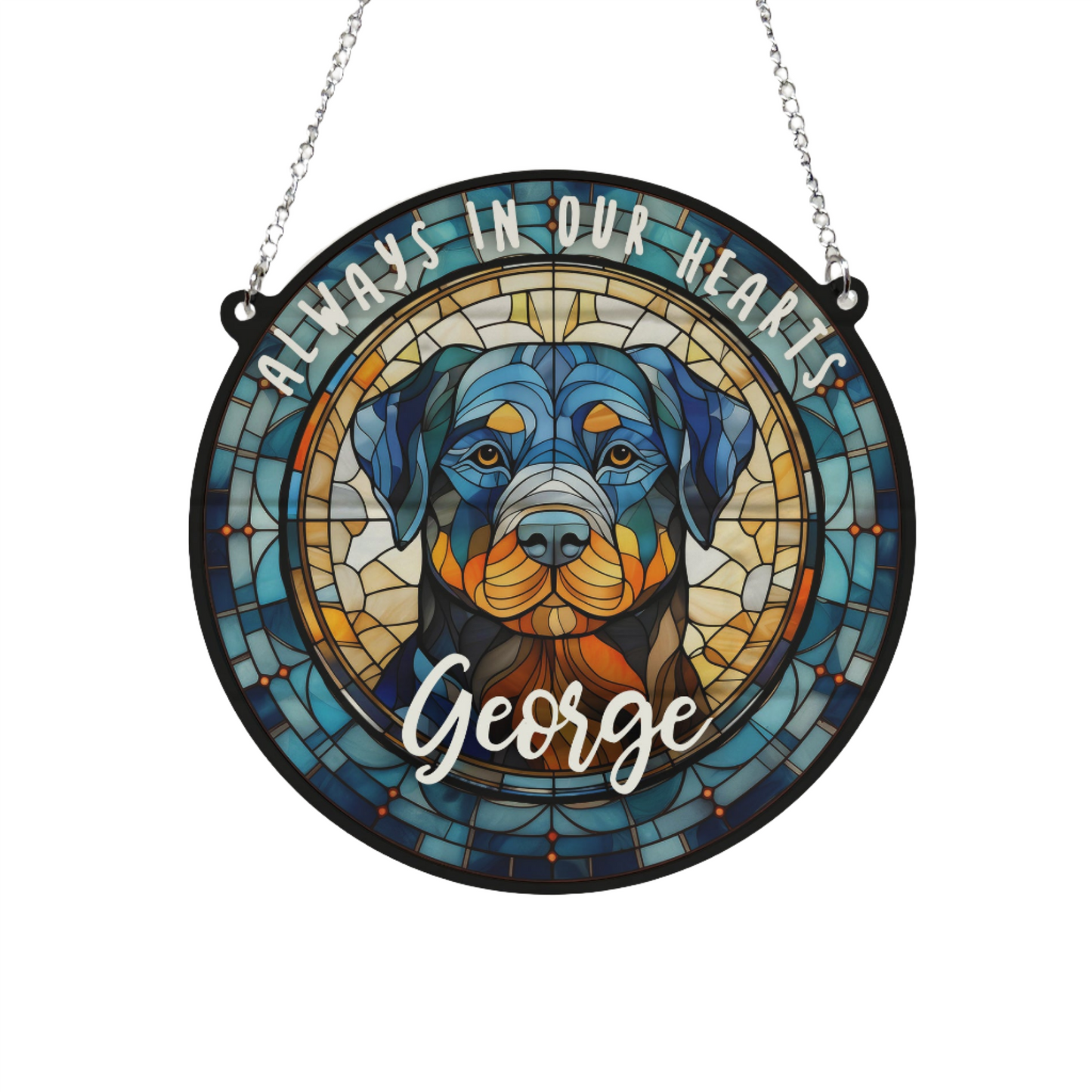 Rottweiler Memorial Stained Glass Effect Suncatcher