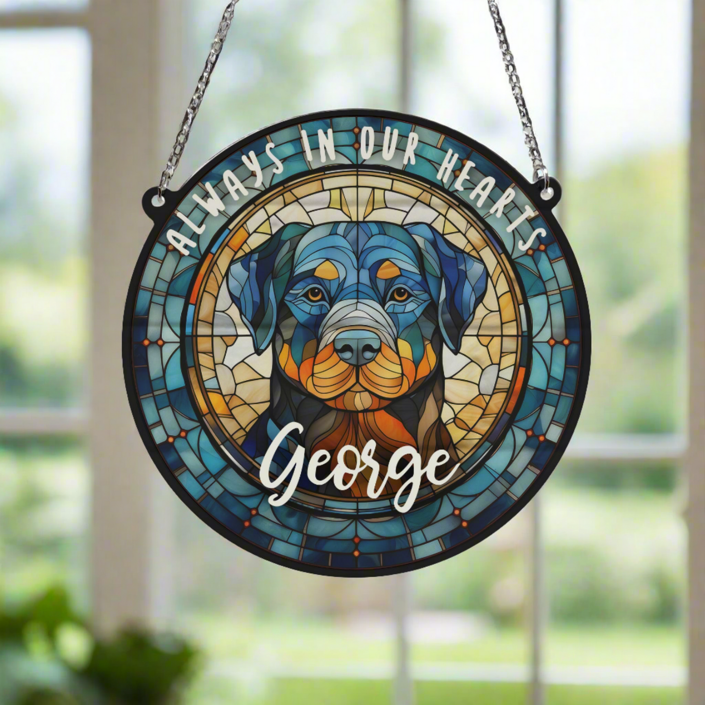 Rottweiler Memorial Stained Glass Effect Suncatcher