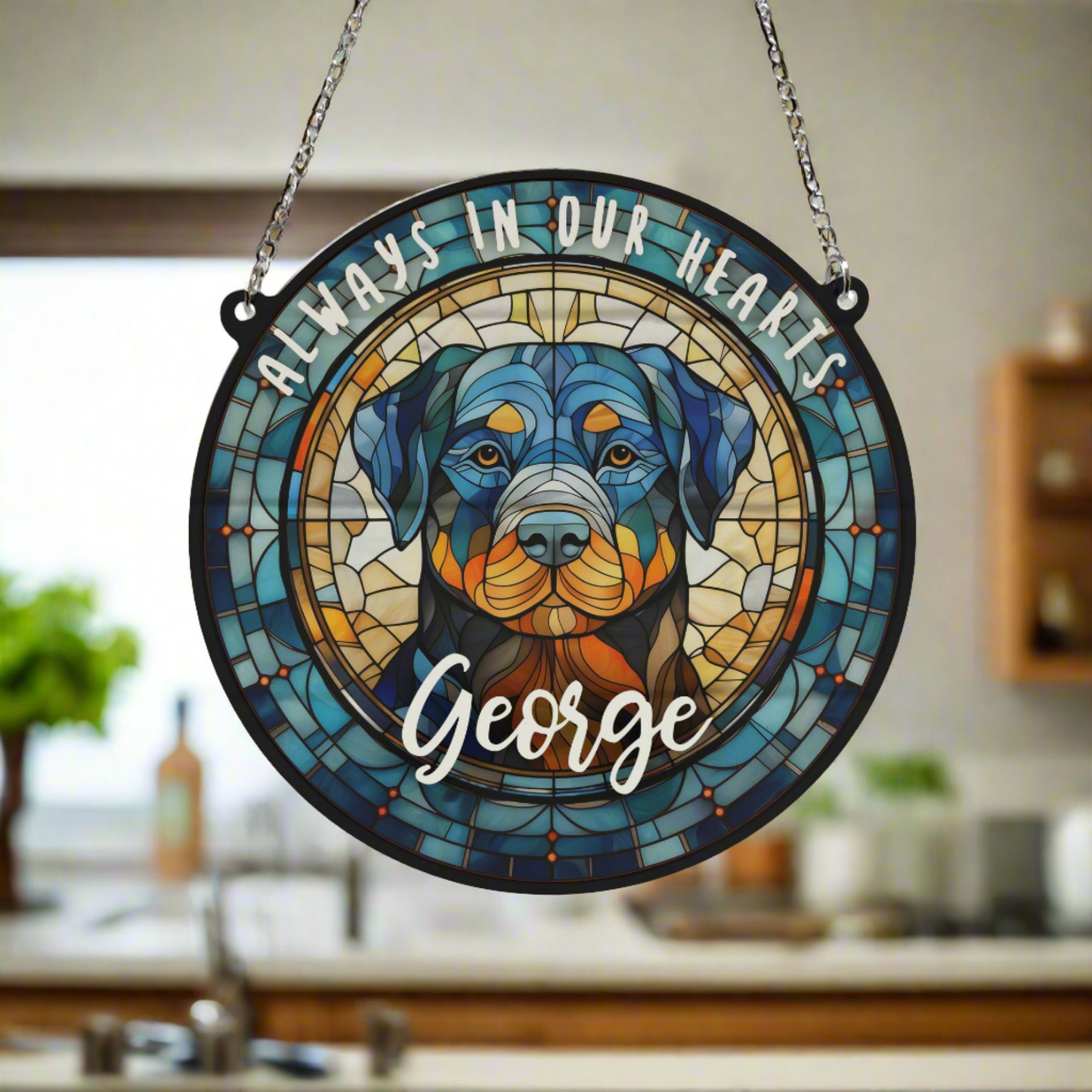 Rottweiler Memorial Stained Glass Effect Suncatcher