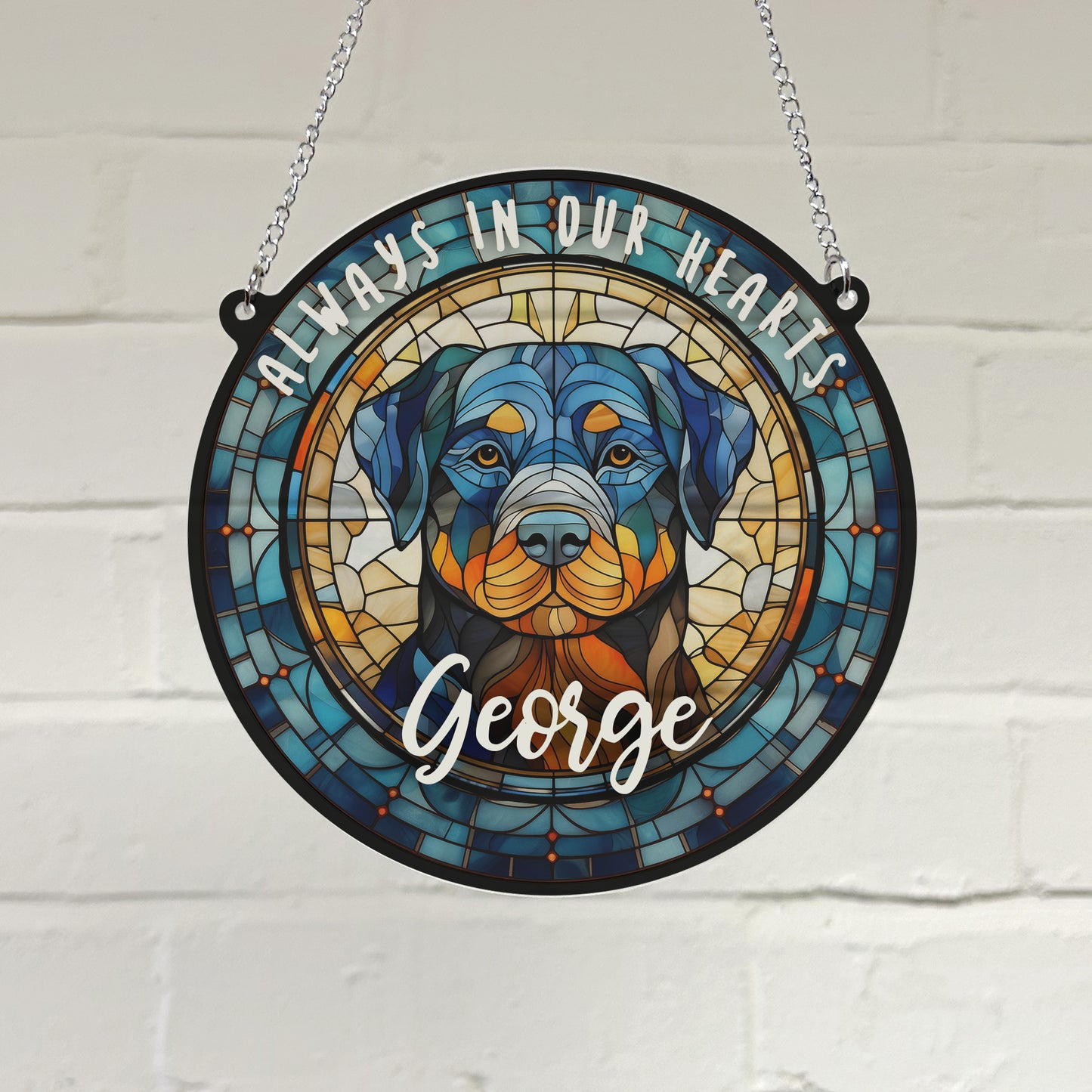 Rottweiler Memorial Stained Glass Effect Suncatcher