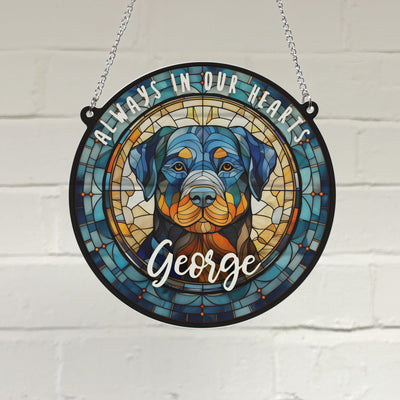 Rottweiler Memorial Stained Glass Effect Suncatcher