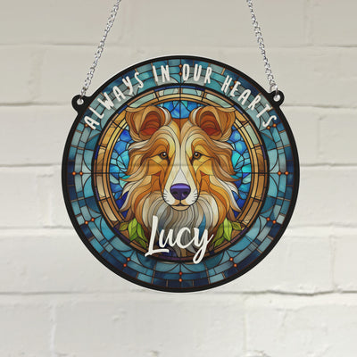 Rough Collie Memorial Stained Glass Effect Suncatcher