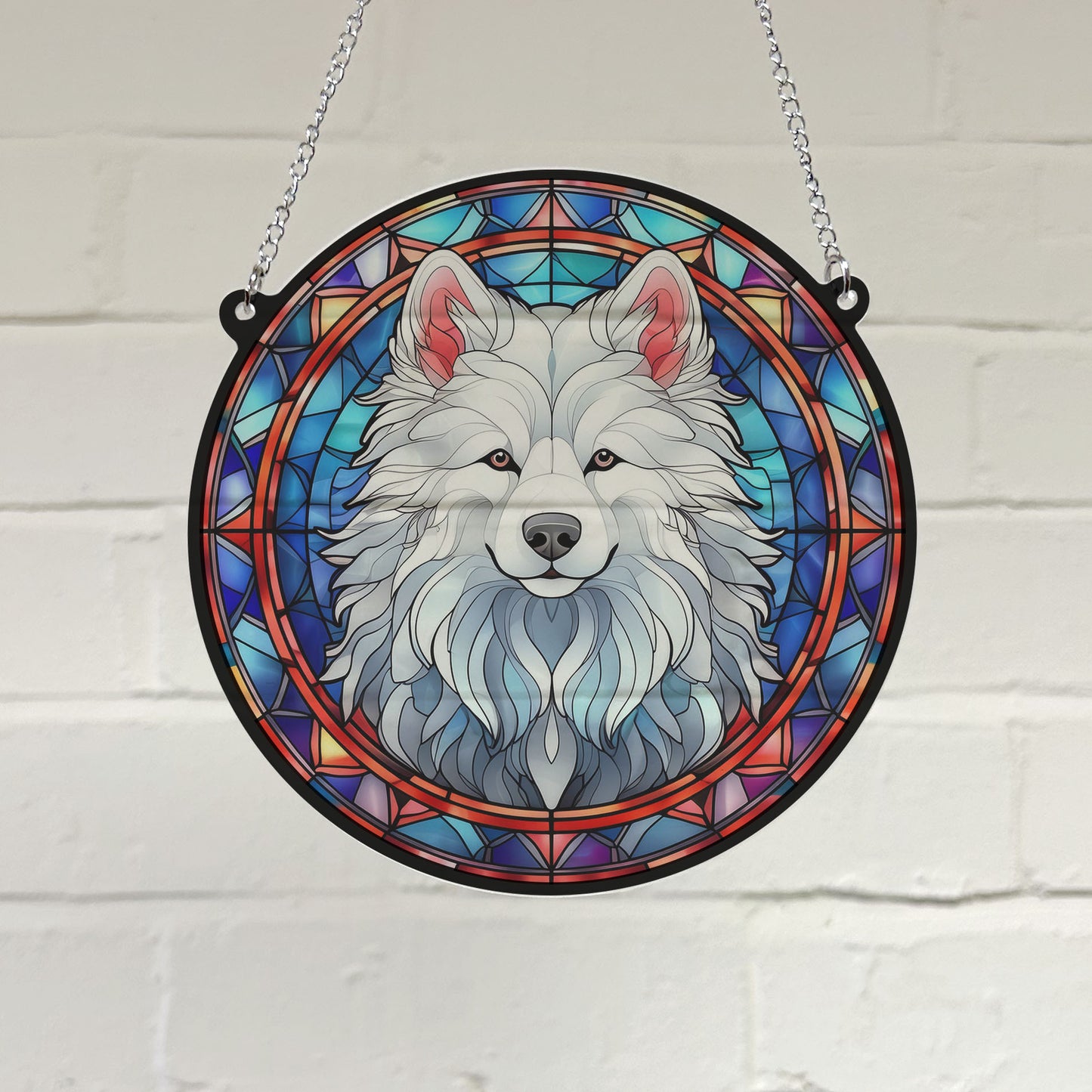 Samoyed Stained Glass Effect Suncatcher