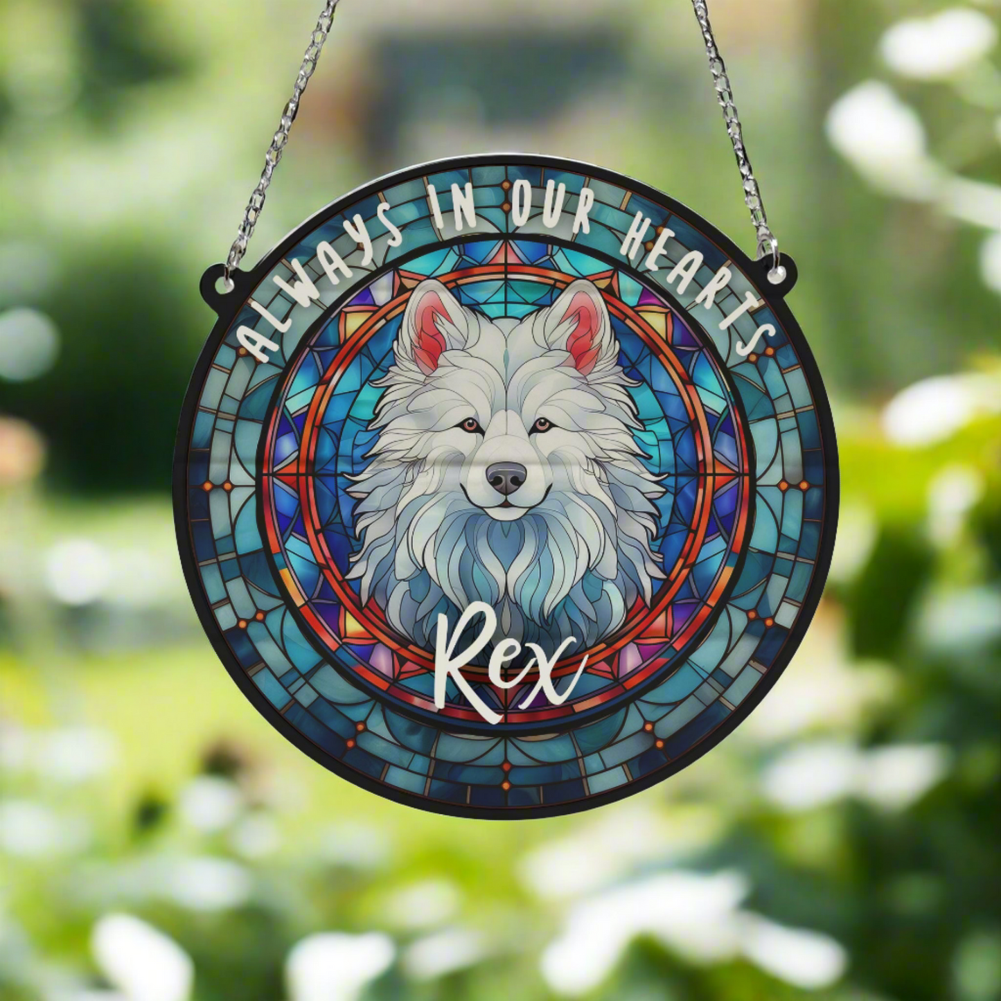 Samoyed Memorial Stained Glass Effect Suncatcher